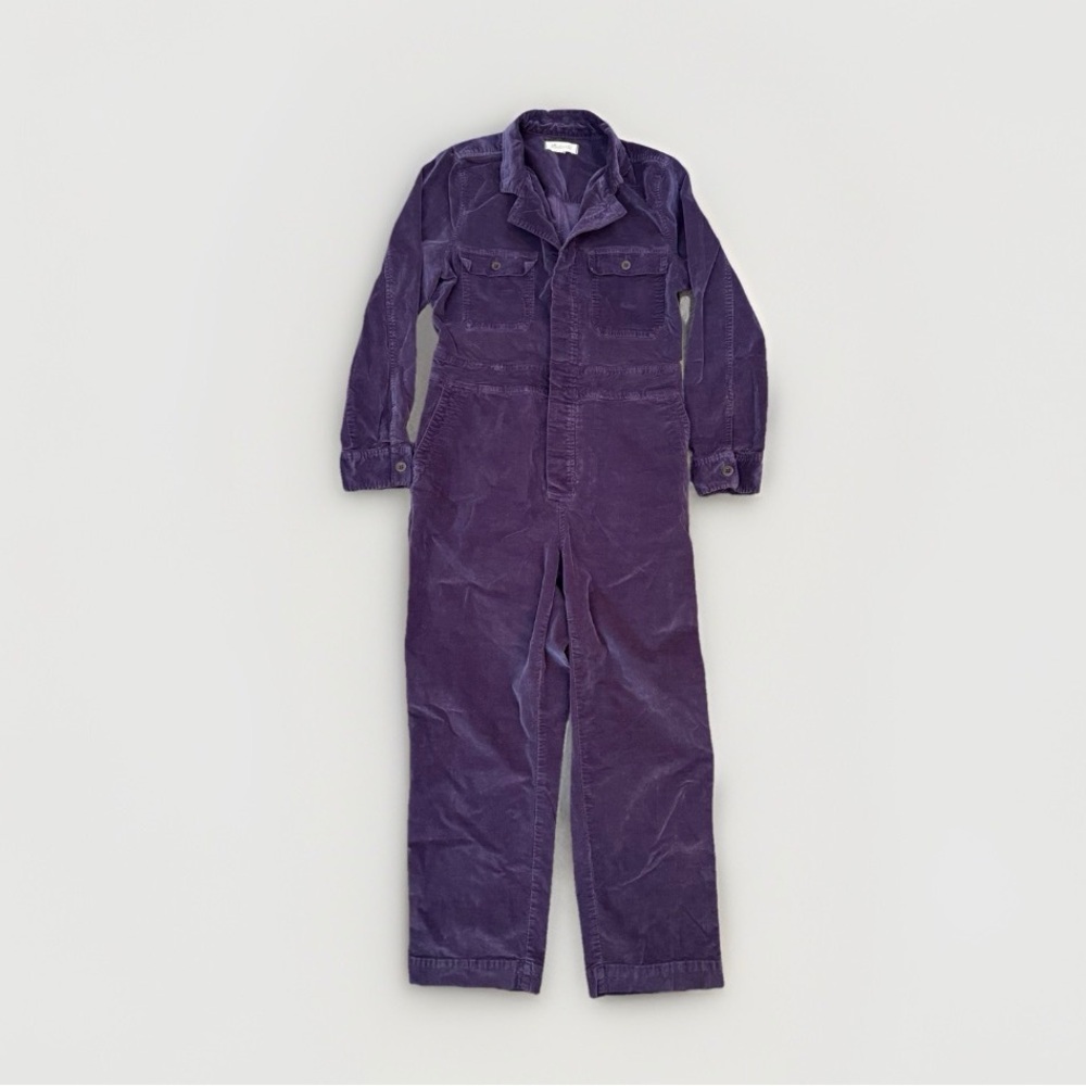 Madewell Purple Velveteen Slim Coverall Jumpsuit Womens 10 Pockets Utility Plush